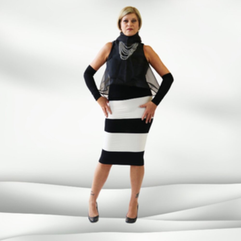 Bamboo BLACK and WHITE BLOCK SKIRT